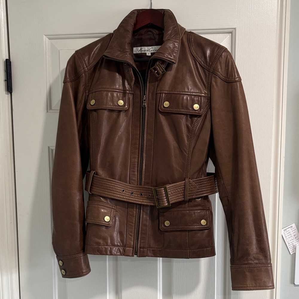 Kenneth Cole New York Brown Leather Jacket